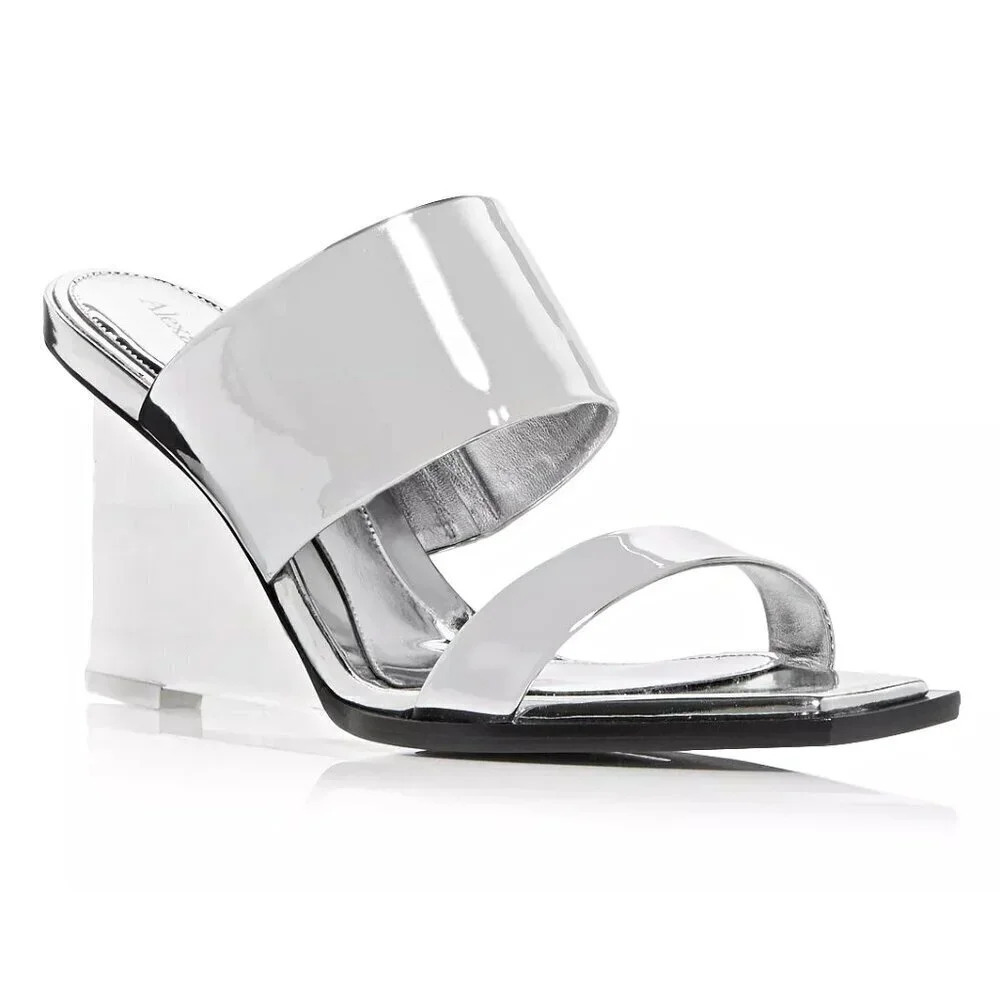Alexander McQueen Women's Shard Wedge Heel Slide Sandals Size 37 IT (MSRP $1490)